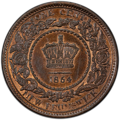 New Brunswick 1864 Long 6 6/6 1 One Large Cent Coin - Uncirculated (lt. cleaned)