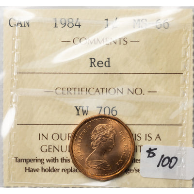 SOLD Canada 1984 1 Small Cent Coin - ICCS MS-66 Red
