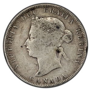 SOLD Canada 1874-H 25 Cents Quarter Silver Coin - Minor Rim Damage