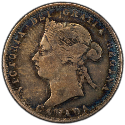 Canada 1883-H 25 Cents Quarter Silver Coin - F/VF