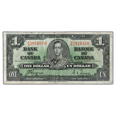 $1 1937 Bank of Canada Note Coyne-Towers W/M Better Prefix BC-21d - Fine