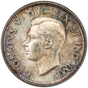 SOLD Canada 1945 25 Cents Quarter Silver Coin - AU-58