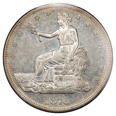 United States 1876-CC $1 Trade Dollar Silver Coin - PCGS AU Cleaned