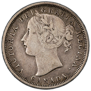 SOLD Canada 1858 Re-Engraved '5' 20 Cents Silver Coin - One Year Issue - F/VF