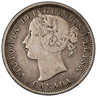 SOLD Canada 1858 Re-Engraved '5' 20 Cents Silver Coin - One Year Issue - F/VF