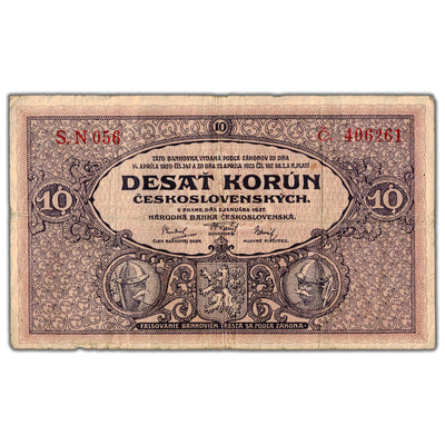 Czechoslovakia 1927 10 Ten Korun Note P #20a - Circulated