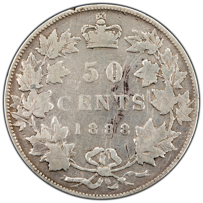 SOLD Canada 1888 Obverse 3 50 Cents Half Dollar Silver Coin - G-6 (scratches)