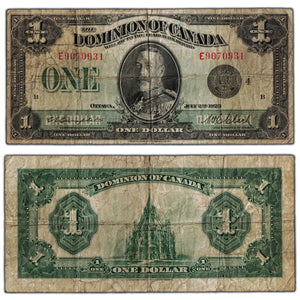 SOLD $1 1923 Dominion of Canada Note Black Seal Series E DC-25o