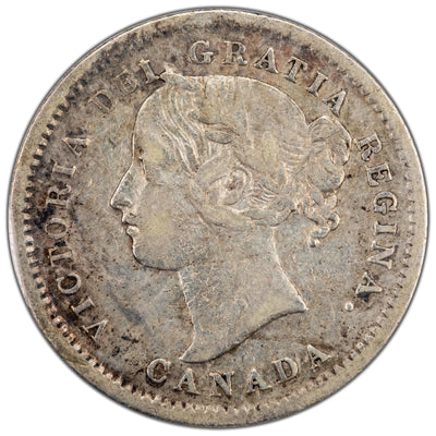 Canada 1872-H 10 Cents Dime Silver Coin - ICCS VF-20