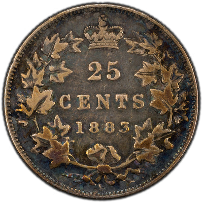 Canada 1883-H 25 Cents Quarter Silver Coin - F/VF