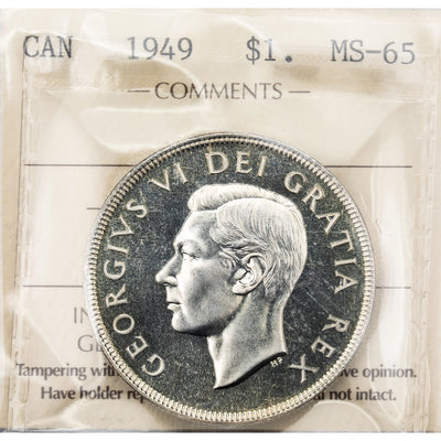 SOLD Canada 1949 $1 Silver Dollar Coin - ICCS MS-65