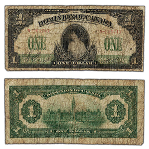 SOLD $1 1917 Dominion of Canada Note Series N DC-23a-ii - Heavily Circulated