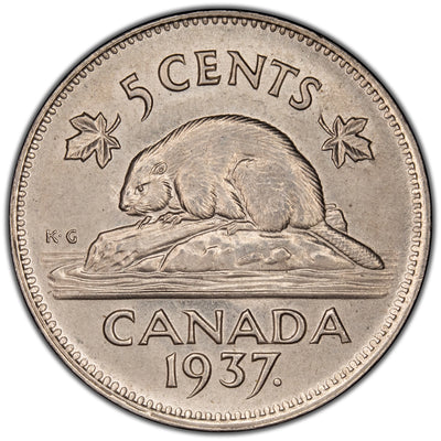 Canada 1937 5 Cents Nickel Coin - Choice Uncirculated