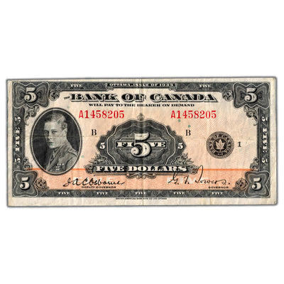 $5 1935 Bank of Canada Note English Text BC-5 - VF
