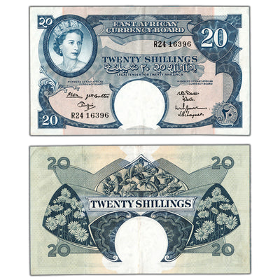 SOLD East Africa ND (1961-63) 20 Twenty Shillings Note P #43b - VF+