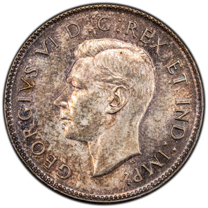 SOLD Canada 1945 25 Cents Quarter Silver Coin - AU-58
