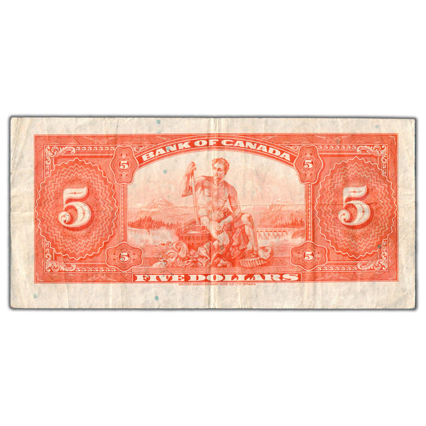 $5 1935 Bank of Canada Note English Text BC-5 - VF - The Toronto Coin Shop