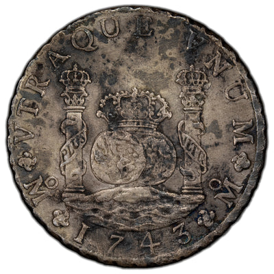 Mexico 1743 Mo MF 8 Reales Silver Coin - Light Corrosion