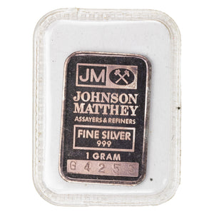 SOLD Johnson Matthey JM 1 Gram .999 Silver Bar - Sealed