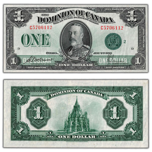 SOLD $1 1923 Dominion of Canada Note McCavour-Saunders Green Seal DC-25j - EF