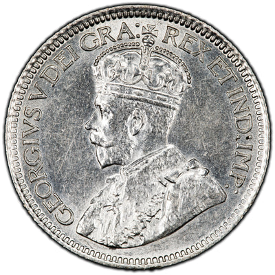 Canada 1916 10 Cents Dime Silver Coin - AU-58
