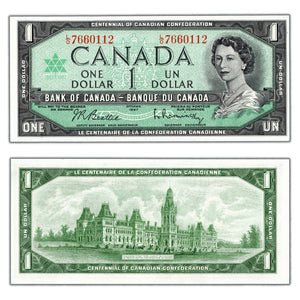 SOLD $1 1967 Bank of Canada Note Beattie-Rasminsky L/O Prefix BC-45b - Ch UNC