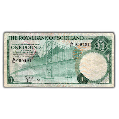 SOLD Scotland The Royal Bank 1970 One Pound P #334a