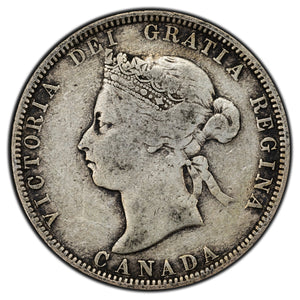 SOLD Canada 1882-H 25 Cents Quarter Silver Coin - VG