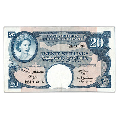 SOLD East Africa ND (1961-63) 20 Twenty Shillings Note P #43b - VF+