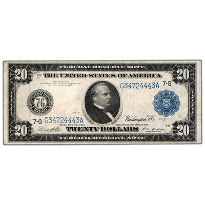 United States 1914 $20 Twenty Dollars Chicago Federal Reserve Note - VF