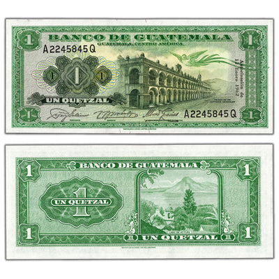 Guatemala 1962 1 One Quetzal Note P #43e - Uncirculated