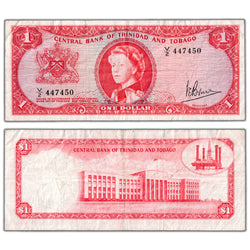 Trinidad & Tobago 1964 $1 One Dollar Note P #26c - Circulated