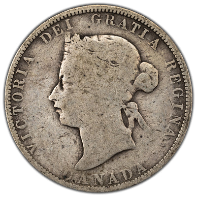 SOLD Canada 1885 Curved Top 5 25c Quarter Silver Coin - G-6
