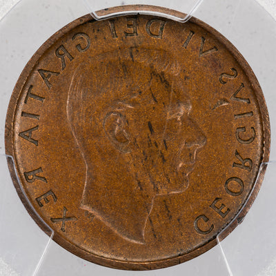 SOLD Canada Mint Error N.D (1948-52) 1 One Small Cent Coin - MS-62BN Full Brockage