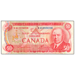$50 1975 Bank of Canada Note *HC Replacement Prefix BC-51aA - VF (minor tear)