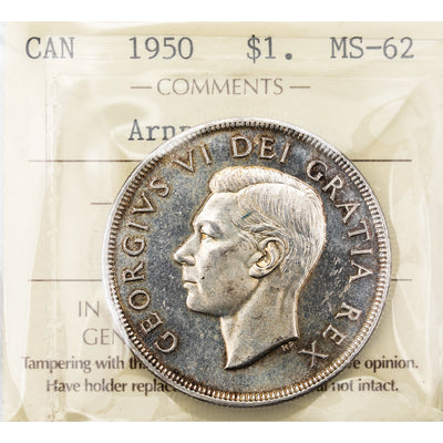 SOLD Canada 1950 Arnprior $1 Silver Dollar Coin - ICCS MS-62