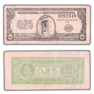 SOLD Dominican Republic N.D (1961) 25 Centavos Oro Note P#88a