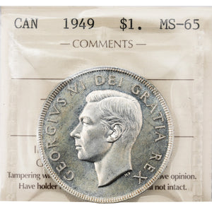 SOLD Canada 1949 $1 Silver Dollar Coin - ICCS MS-65