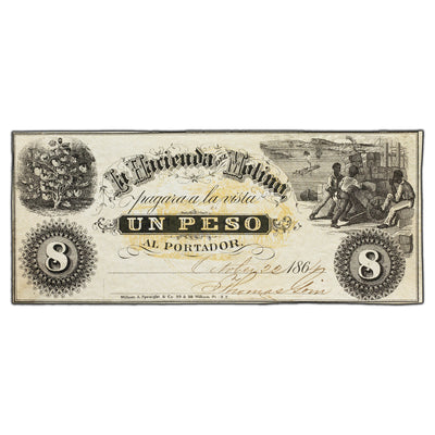 SOLD Argentina La Hacienda Del Molino 1864 1 One Peso Note