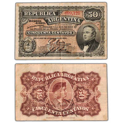 Argentina 1895 50 Fifty Centavos Note P #230b - Circulated