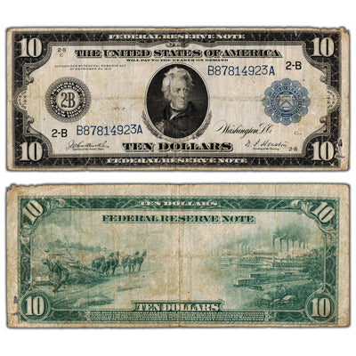 United States 1914 $10 Ten Dollars New York Federal Reserve Note - Damaged