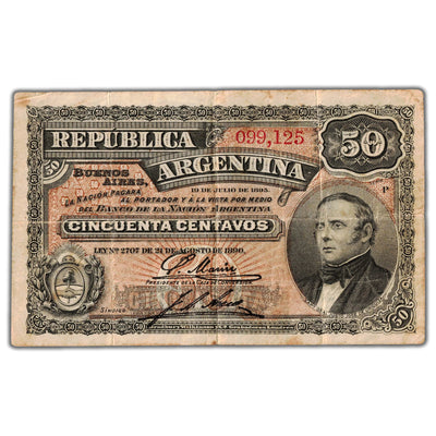 Argentina 1895 50 Fifty Centavos Note P #230b - Circulated