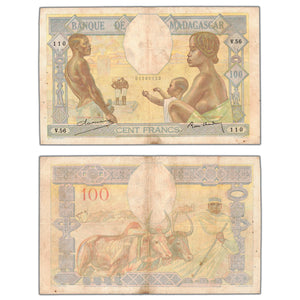 Madagascar ND (1937) 100 Francs Note Signature 2 P #40 - Circulated