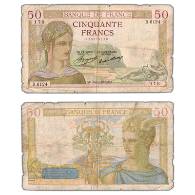 SOLD France 1937 50 Fifty Francs Note P #81 - Edge Issues