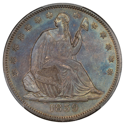 United States 1859 50 Cents Seated Liberty Half Dollar - PCGS AU-55