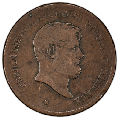 Italian States Naples 1857 10 Tornesi Coin KM #369