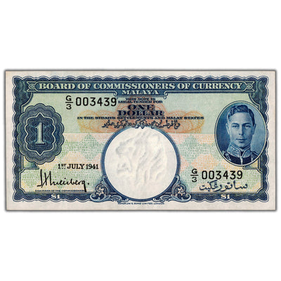 SOLD Malaya 1941 $1 One Dollar Note P #11 - EF/AU