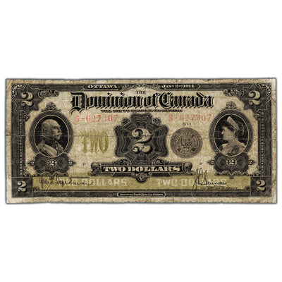 SOLD $2 1914 Dominion of Canada Note Series S DC-22e - Circulated