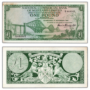 Scotland National Commercial Bank 1961 1 One Pound Note