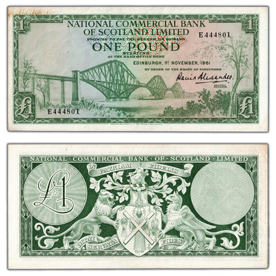Scotland National Commercial Bank 1961 1 One Pound Note